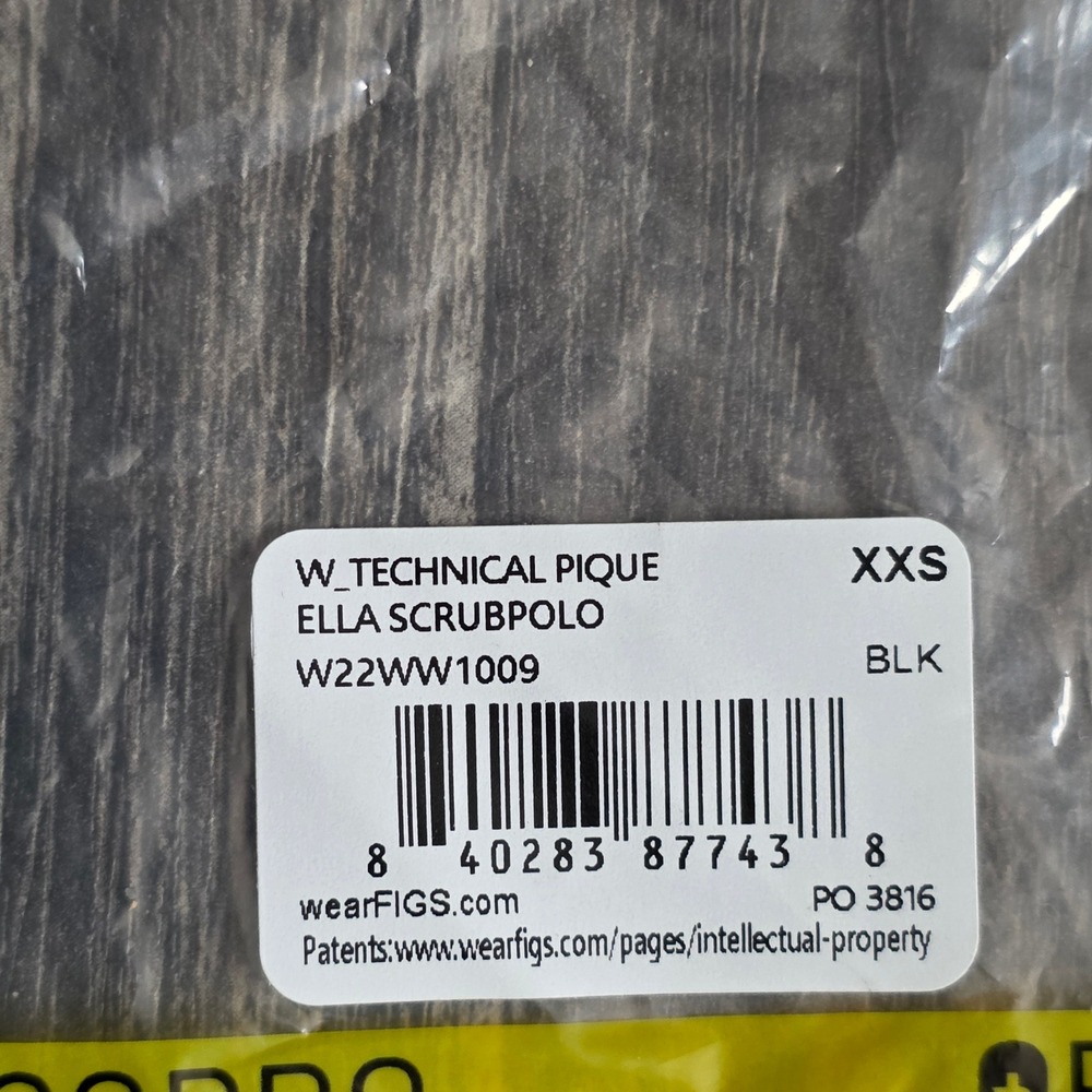 FIGS Ella Technical Pique Scrub Polo Black Sleeveless W22WW1009 XXS NEW